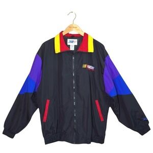 ZEBCO Men XL Nascar Racing Vintage‎ Windbreaker Jacket Made in USA Full Zip